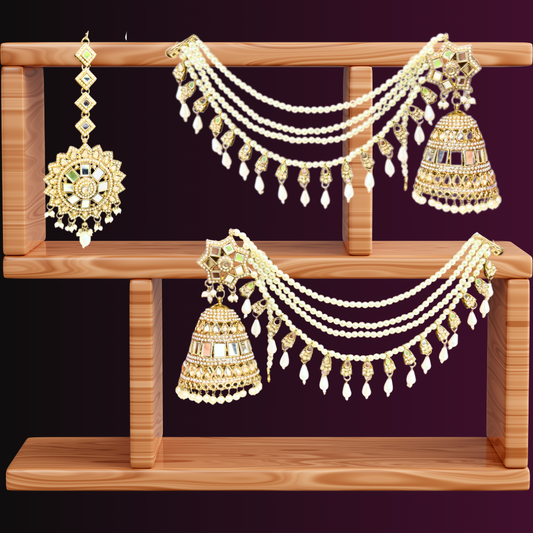 Ofro Rajwada Roop Golden Jhumka & Maangtika π«