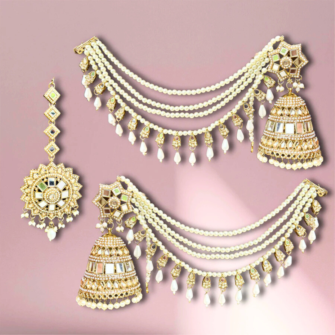 Ofro Rajwada Roop Golden Jhumka & Maangtika π«