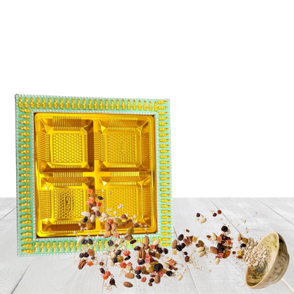 Golden Dryfruits Tray ( 4 Khana Colour Cavity )