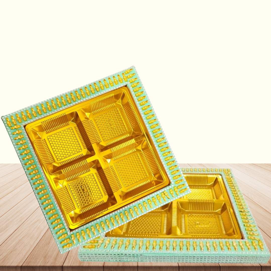 Golden Dryfruits Tray ( 4 Khana Colour Cavity )