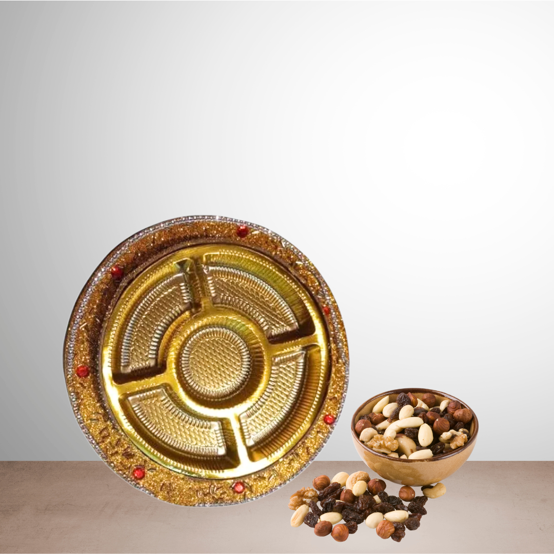 Dryfruit Chalu Tray ( 5 Khana Round Cavity )