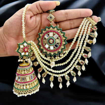 Ofro Rajwada Roop Kundan Jhumka & Maangtika 💫